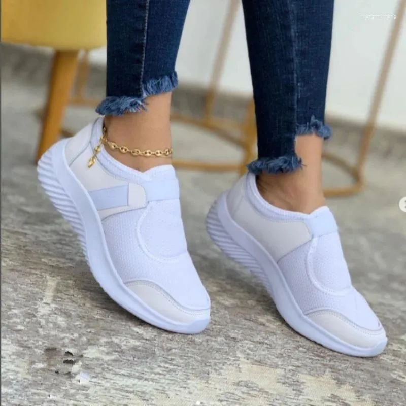 Casual Shoes For Women Spring Mesh Cloth Fashion Splicing Comfortable Flat Sneakers Elastic Band