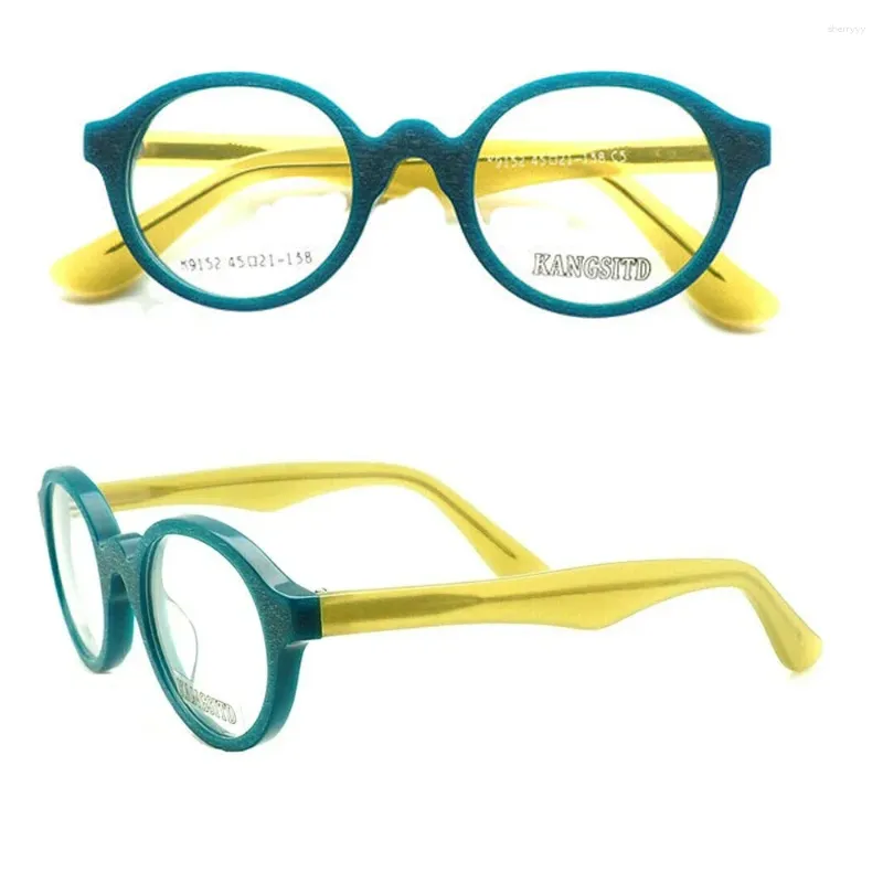 Lunettes de soleil Cadres Femmes Lunettes rondes Hommes Lunettes optiques Cadre Rétro Fabriqué à la main Acétate Prescription Lunettes Myopie Lunettes Jaune