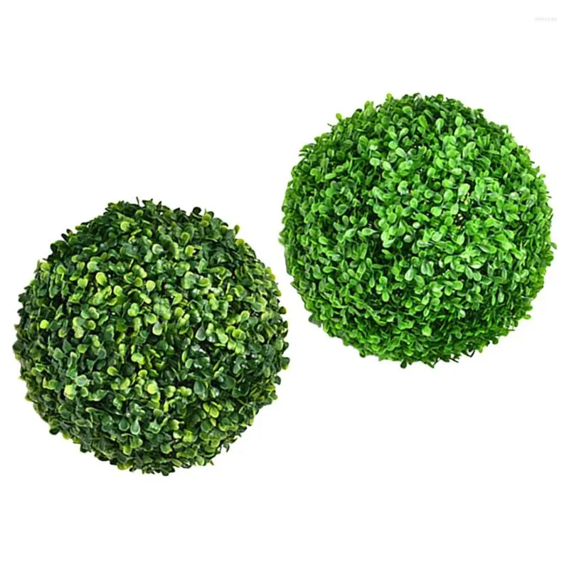 Flores decorativas 2 peças bola de grama simulada decoração de natal planta topiaria bolas de teto artificial decorações de árvore de plástico