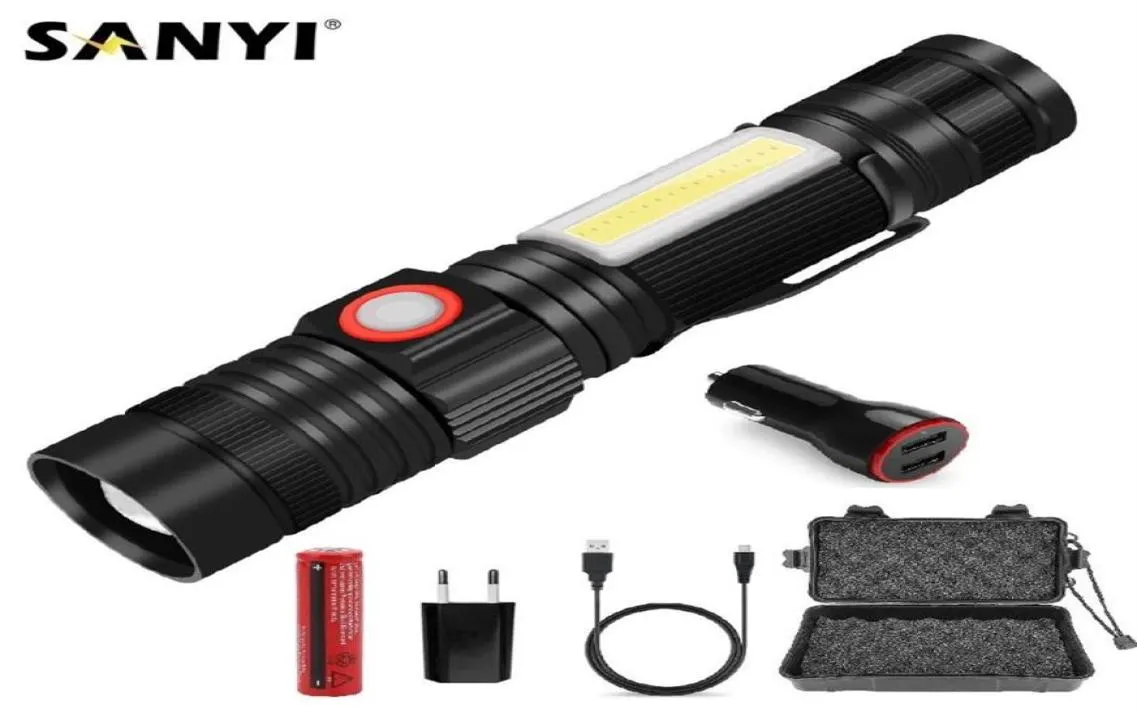 Projecteur lampe de travail magnétique Zoomable Focus torche USB Rechargeable 18650 lampes de poche lumières de vélo Torches27843462085