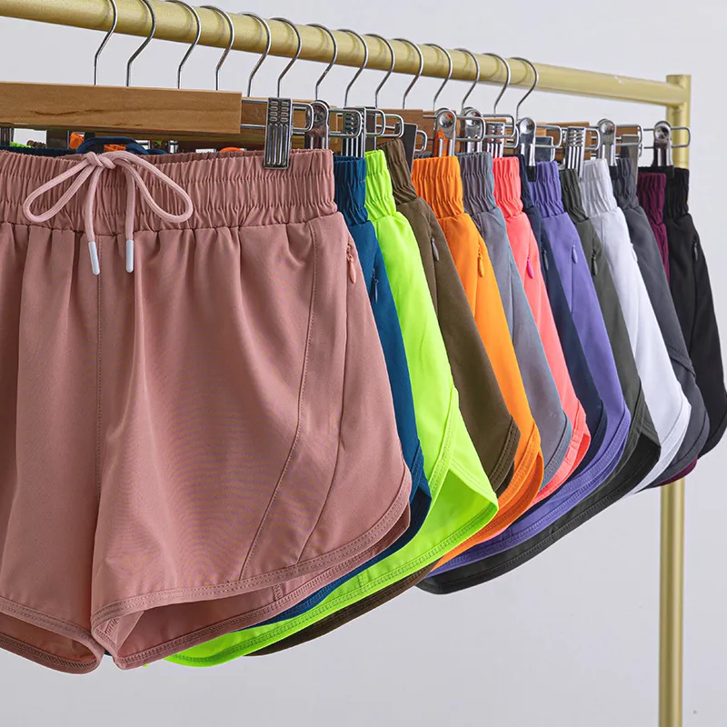 LU Pantaloncini da yoga da donna a vita alta, palestra, allenamento Fiess, collant sportivi, pantaloni corti, moda, pantaloni solidi ad asciugatura rapida