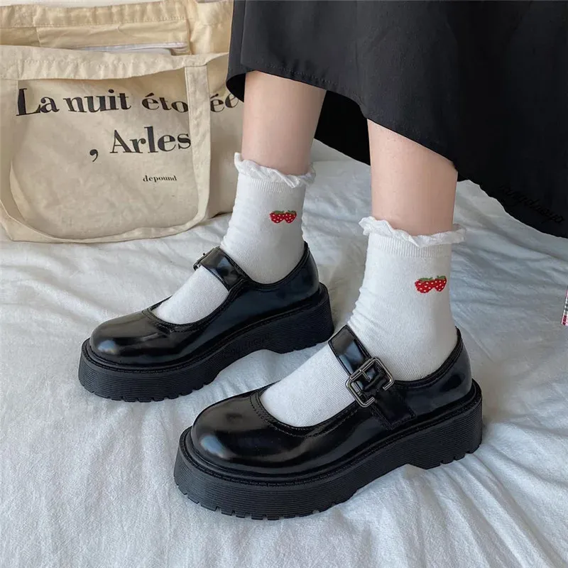 Pompes chaussures lolita pour wonen janes femmes y2k talons plate-forme lolita kawaii cosplay mary jane chaussures blanches étudiantes collège sweet talon