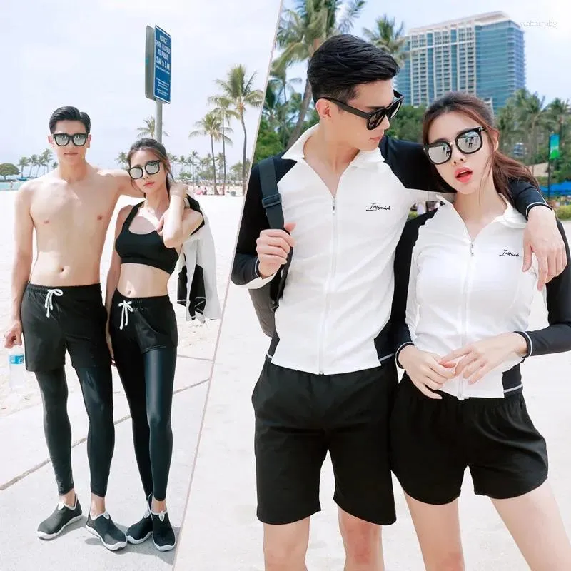 Women's Swimwear 2024 Korean Couple Diving Suit Women Men's Split Snorkeling Surfing Swimsuit Rash Guards Sun Protection Sports Pants