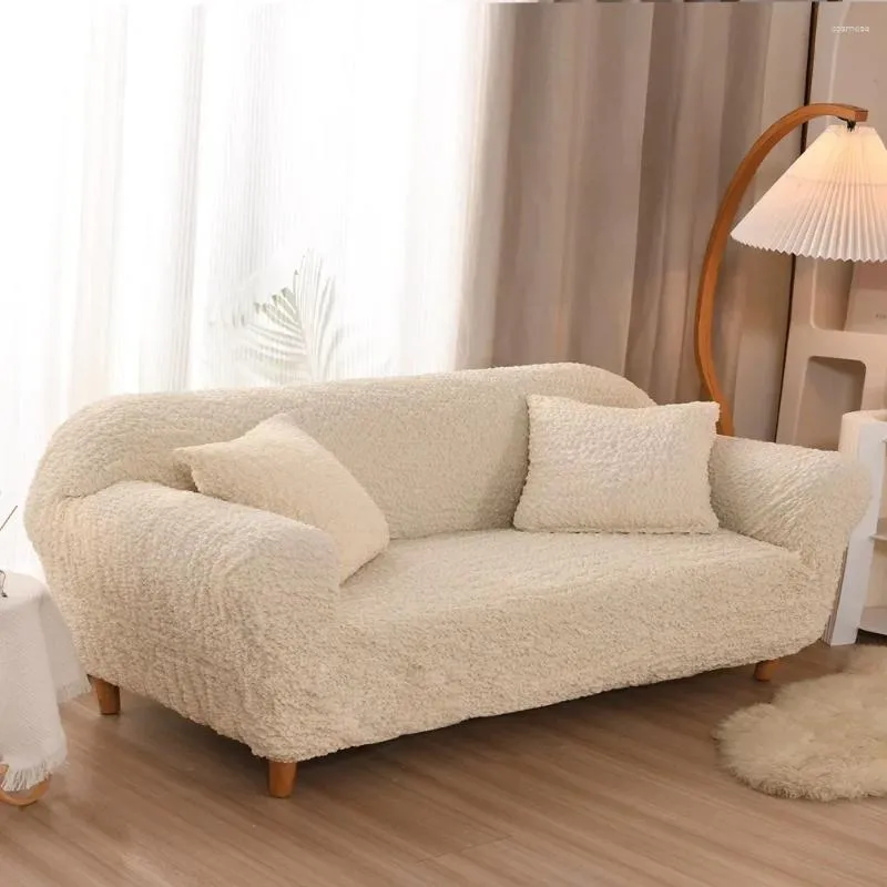 Housses de chaise crème nuage Seersucker housse de canapé élastique tout compris simple Double housse quatre saisons universelle couleur unie