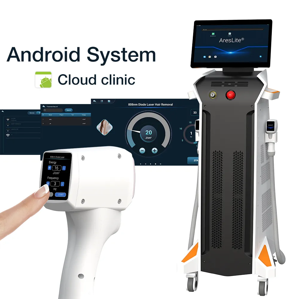 Machine d'épilation au laser à diode, système Android 2024, 808nm, 4 longueurs d'onde 755nm, dispositif de salon pour le rajeunissement de la peau