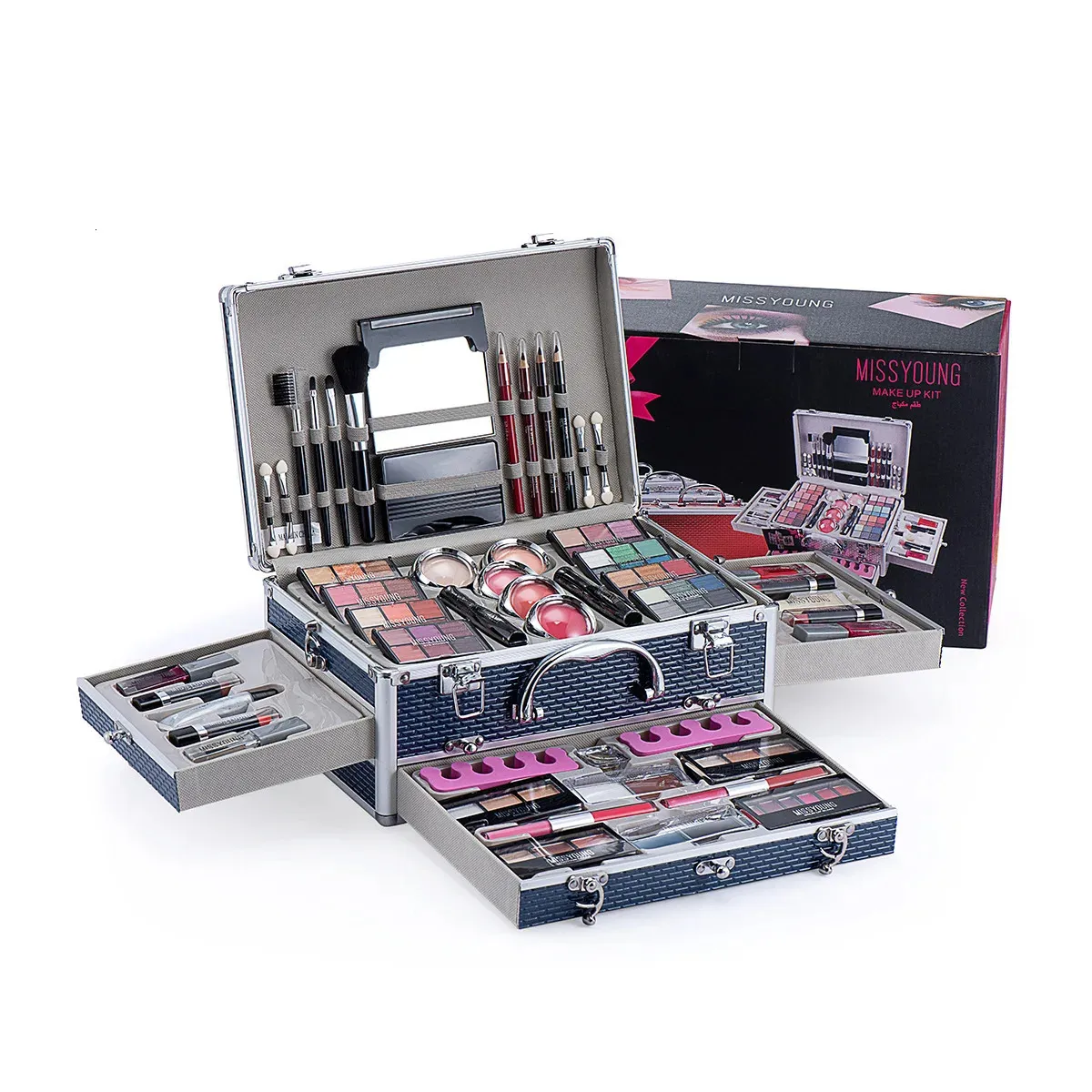 Ombretto professionale pied de poule rosa Blush Fondotinta cosmetico Cipria Set trucco Ombretti Palette 240311