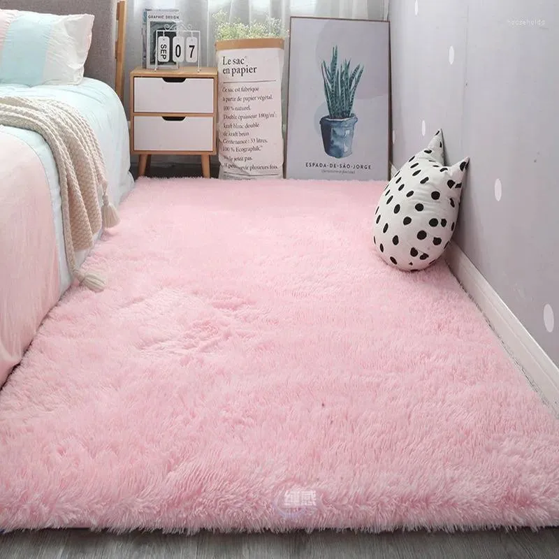 Tapis M163-Peluche épaissie chambre à coucher chevet mignon rose Girly coeur tapis