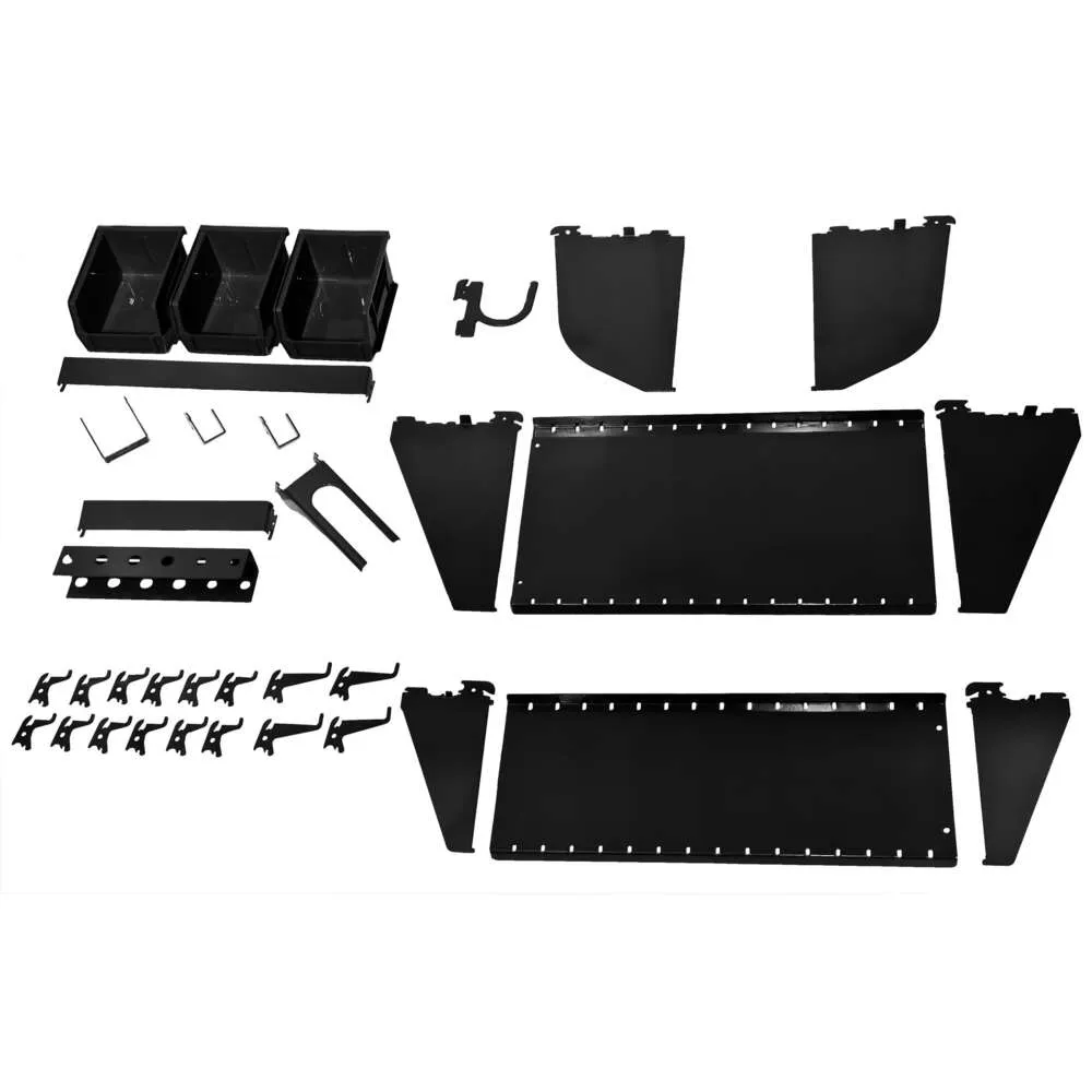 KT-400-WRK B Slitted Tool Board Workstation Accessory Kit endast för Wall Control Pegboard, svart, svart