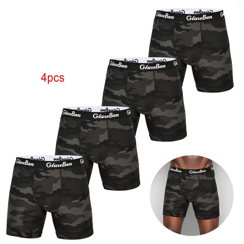 Sous-vêtements 4pcs / pack mi-long boxer shorts hommes sous-vêtements polyester mâle pour homme sexy boxershorts boîte culotte slips ensemble lot