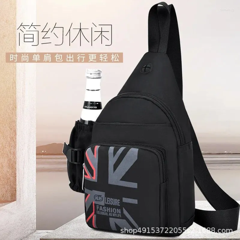 Borsa da uomo stile 2024 Borsa da viaggio casual portatile da esterno può essere installata a spalla da viaggio con bottiglia d'acqua