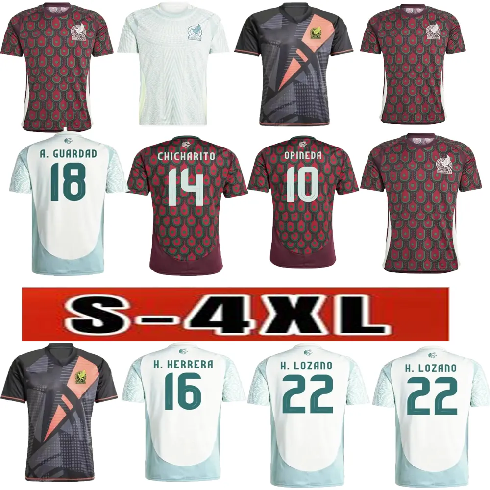 México Copa América RAUL Camisas de Futebol CHICHARITO 2024 2025 LOZANO DOS SANTOS H.LOZANO Homens Camisas de Futebol Uniformes Fãs Versão Kit