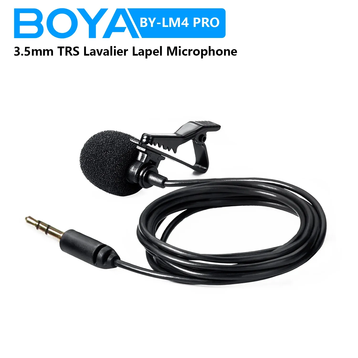 マイクboya bylm4 pro 3.5mm trs lavalier lapel microphone for bywm4 pro/wm8 pro dslrカメラスマートフォンvlogレコーディングライブストリーミング