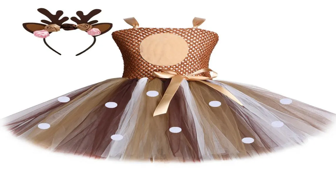 Tutu drdeer trajes para meninas natal drkids halloween figurmhes rena tulle drbirthday príncipes brown x05099539604