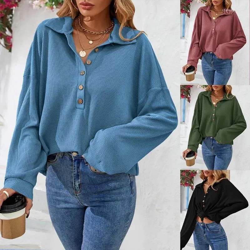 Women's T Shirts Autumn Winter Women Loose Shirt Top Y2K INS Clothes Elegant Fashion Long Sleeve Turn Down Collar Single Breasted Button