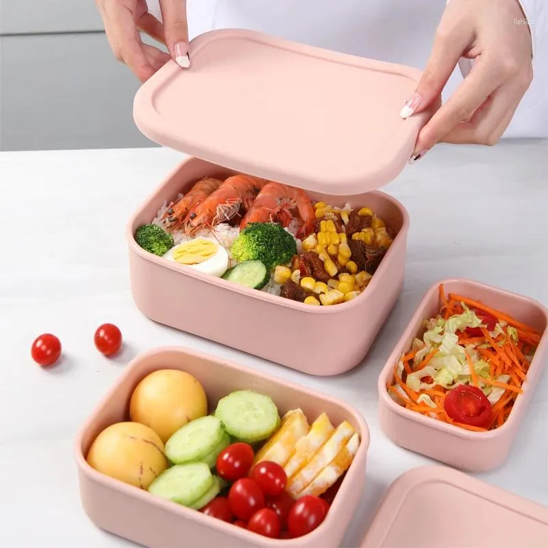 Serviesgoed Keuken Magnetron Lunchbox Fruitopslagcontainer Kinderen Draagbare Bento Siliconen buitencontainers