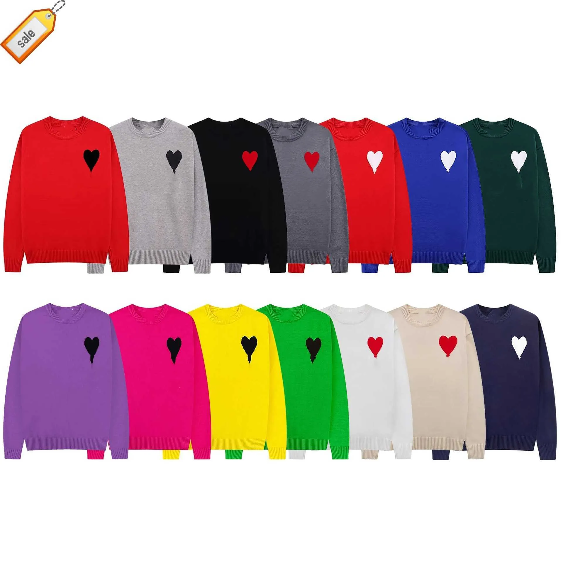 High Version Love Solid Color Internet Celebrity Same Style Mens and Womens Sweater Pullover Knitted