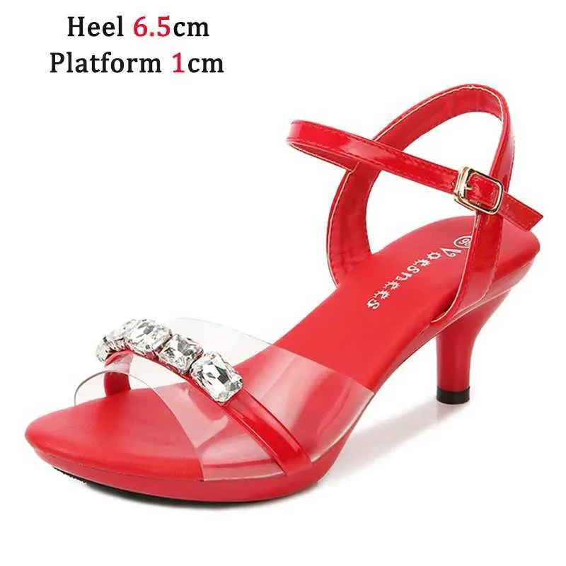 Dress Shoes Women 2022 Summer New Candy Color Open Toe Sandals 11CM Shining Diamond Stiletto Female Sexy Transparent High Heels H240321JARWJ5TW