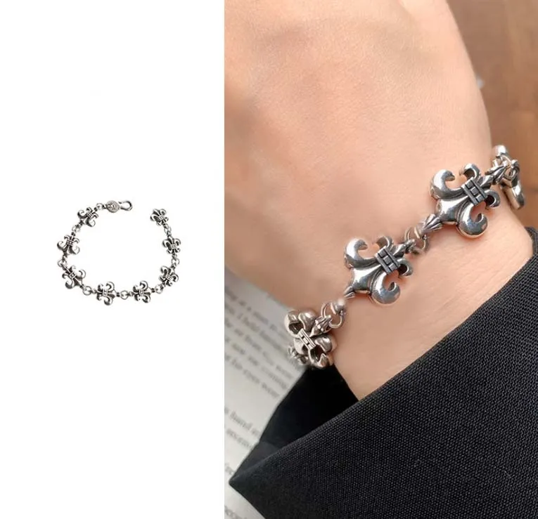 Designer anchor Silver cross bracelets Bangle for men and women Luxury Brand trend personality punk cross style Lovers gift hip hop rock jewelry rapper