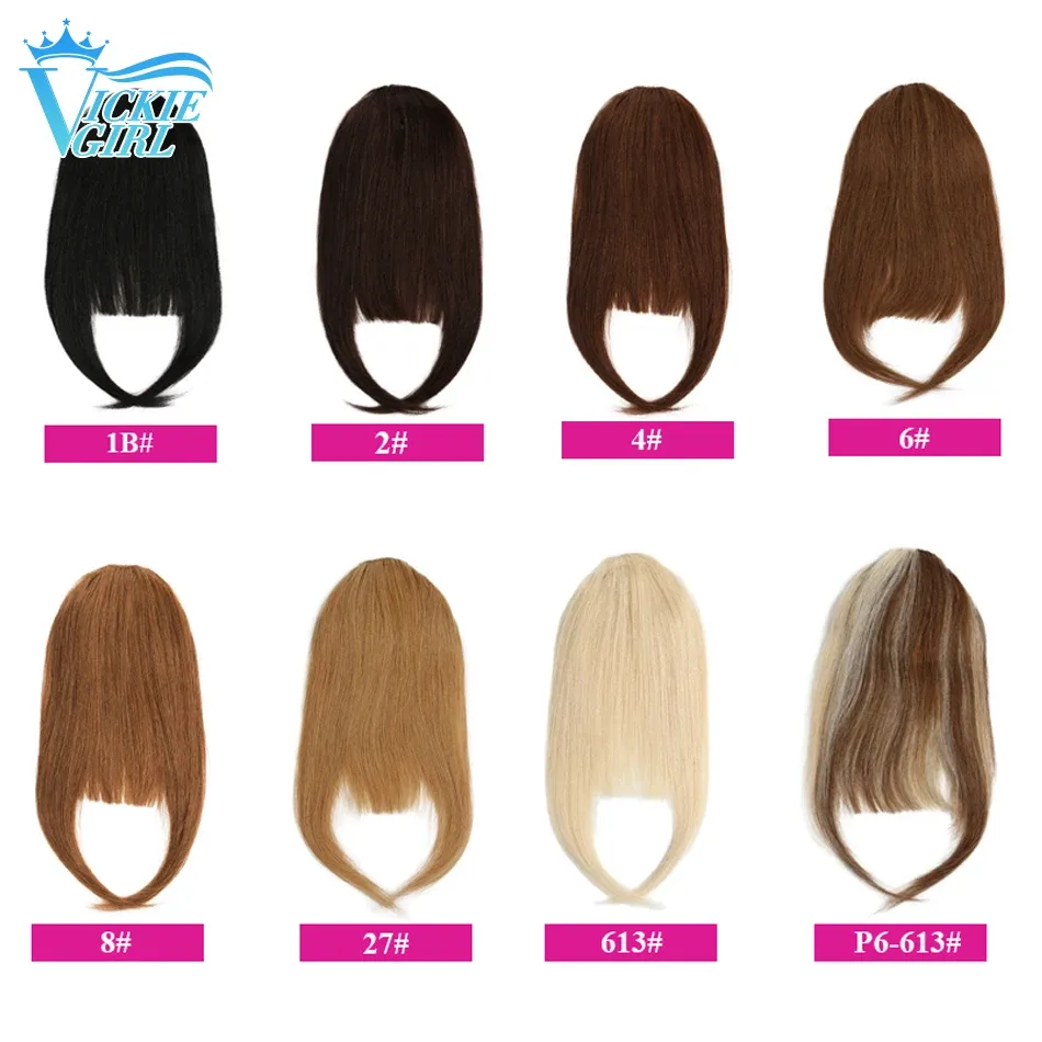 Bangs Straight Human Hair Bangs 3 clips in Remy Natural Human Hair Fringe Blonde Brown Color 8 inch 20g Front Bang