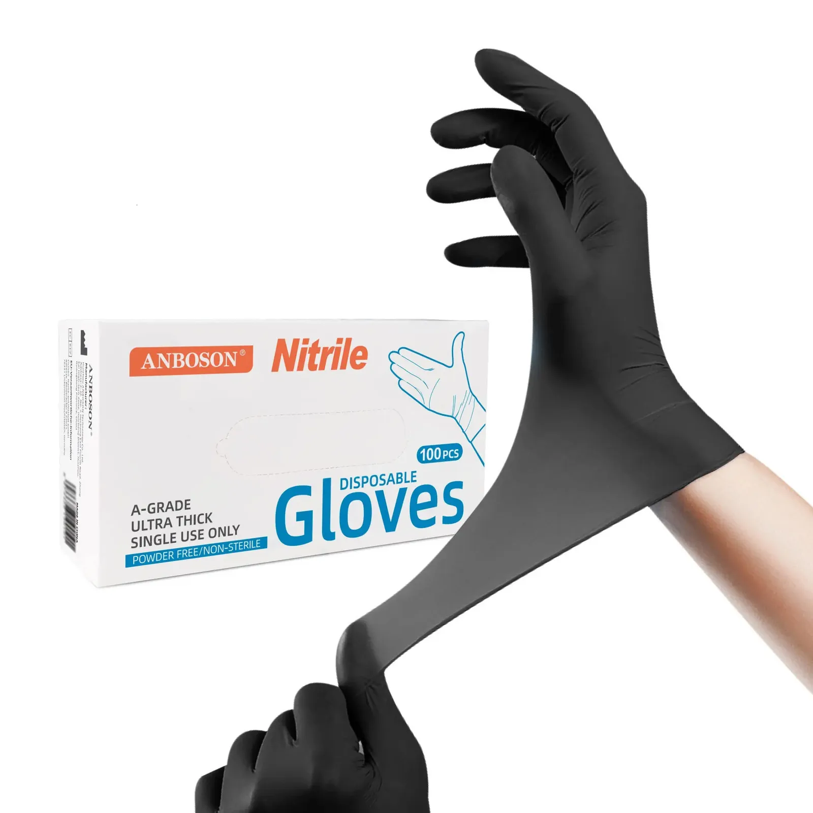 100 Pack gants en Nitrile noir jetables pour le nettoyage ménager travail outils de sécurité jardinage cuisine cuisson Tatto 240314