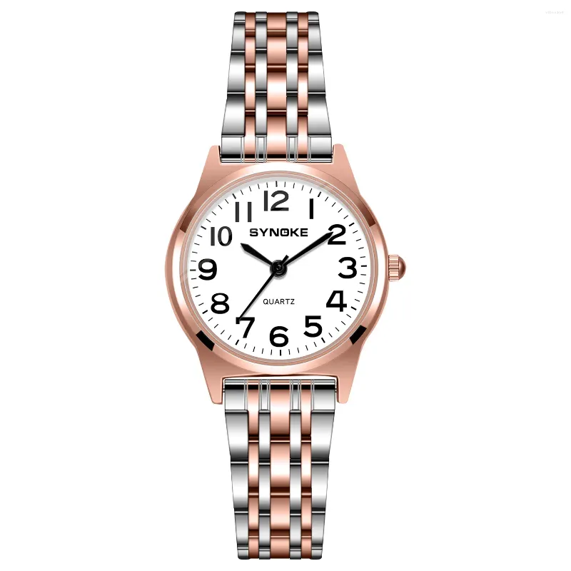 Armbandsur Synoke kvinnors klocka med rektangulärt fodral och rostfritt stål armband vattentäta damer