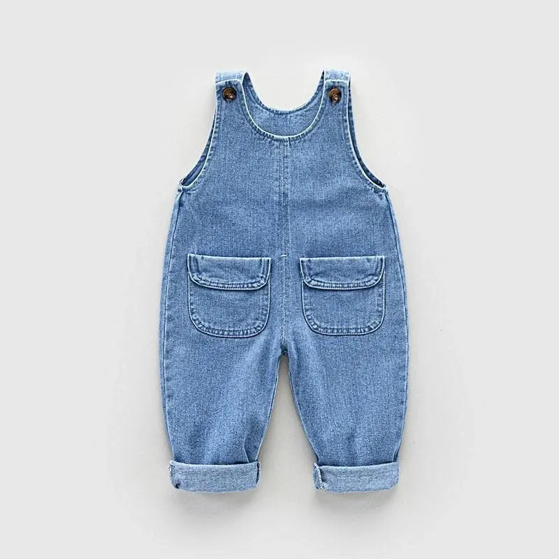 DIIMUU TODDLER BABY KLÄDER BARN Pojkar Overgaver Kids Girls Denim Pants Casual Dungarees byxor Rompers Jumper 15 år 240307