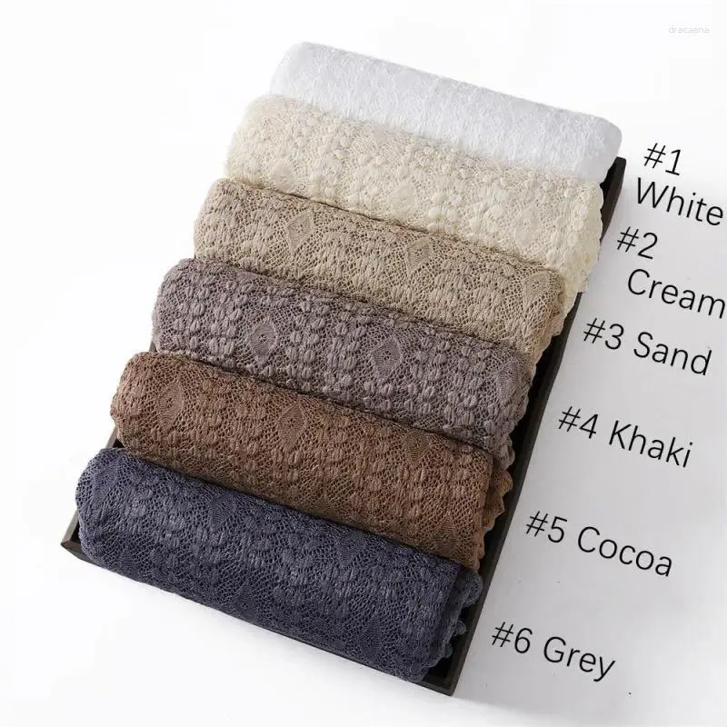 Scarves Women Muslim Long Scarf Hijab Fashion 170Cm 70Cm Cotton Pleated Crinkle Head Wrap Wrinkle Shawl Plain Colours