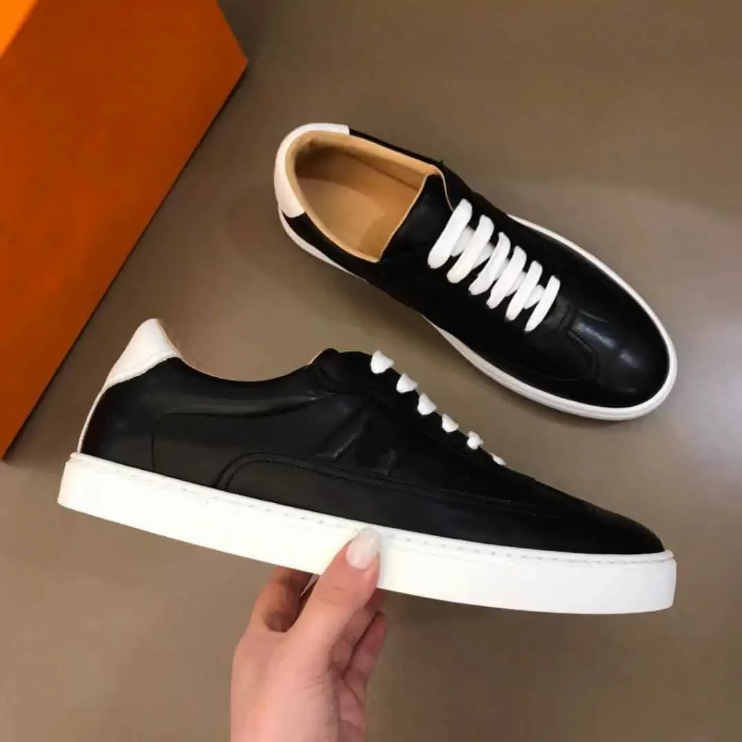 Top Design Branco de couro preto de couro preto Sapatos de tênis Portofino!Marcas de alta qualidade confortam treinadores ao ar livre masculino a pé casual eu38-44.box