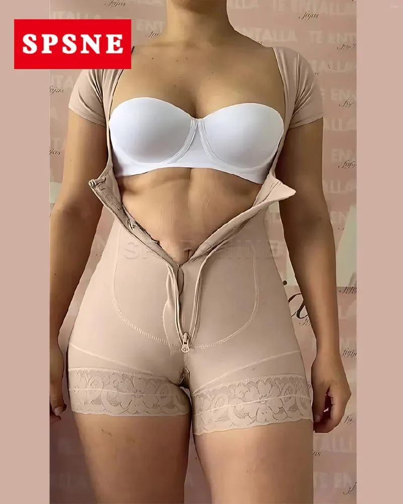 Intimo modellante da donna Manica corta Controllo della pancia Fajas Shapewear Cinture di recupero postnatale per le donne Rimuovi la pancia Cinture colombiane originali