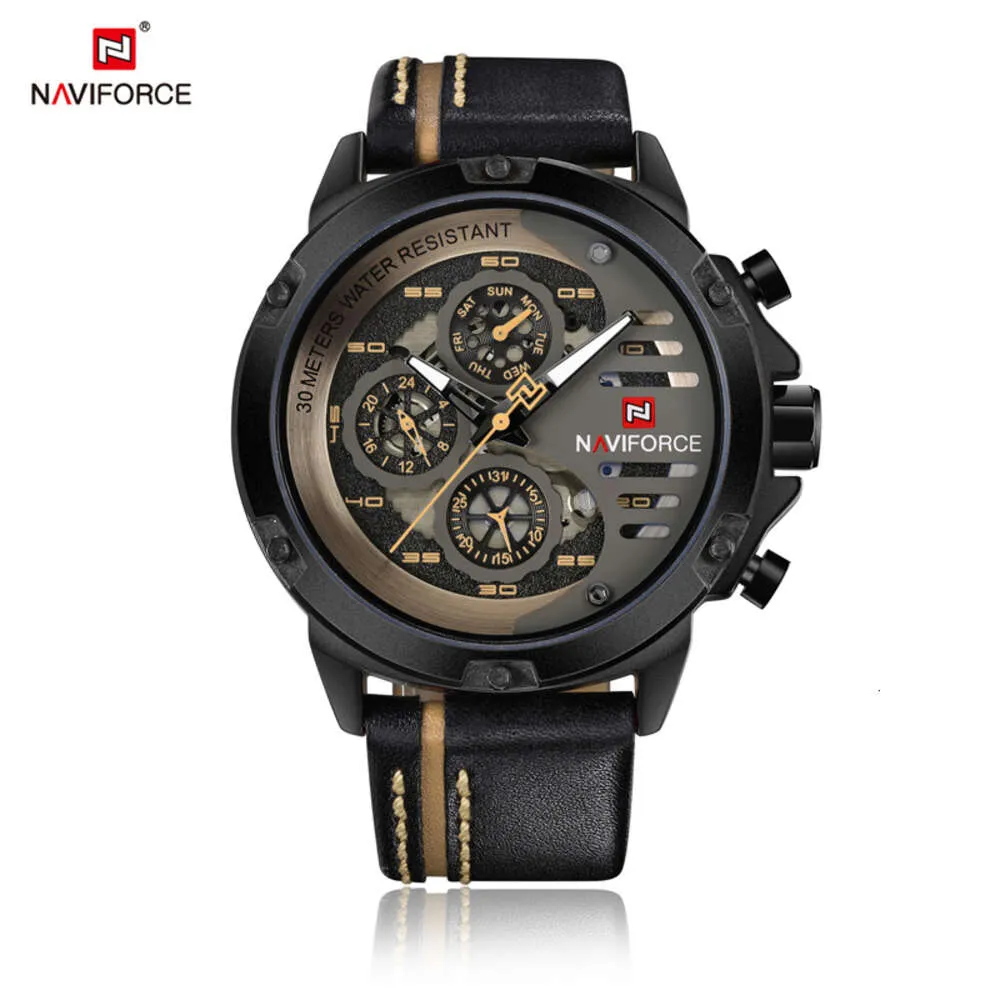 Men's Watches NAVIFORCE Brand Quartz Watch Man Leather Sport Wristwatches Waterproof Male Clock with Box Set for Sale