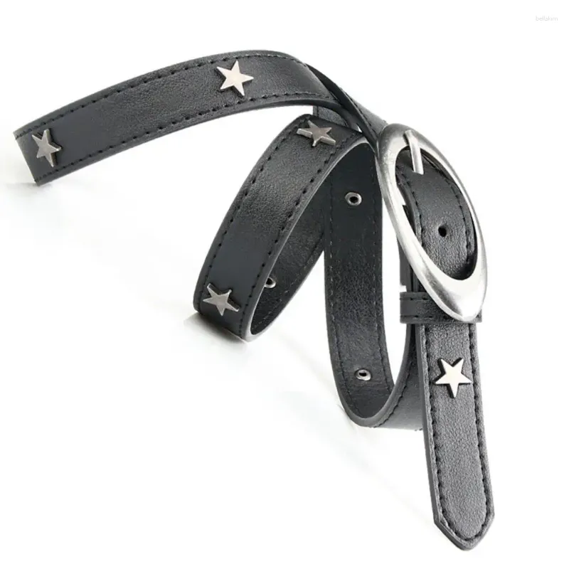 Ceintures Black Punk Ceinture Style Moon Star Design Femmes Réglable Ceinture En Cuir Imitation Avec Multi Trous Costume Pour Un