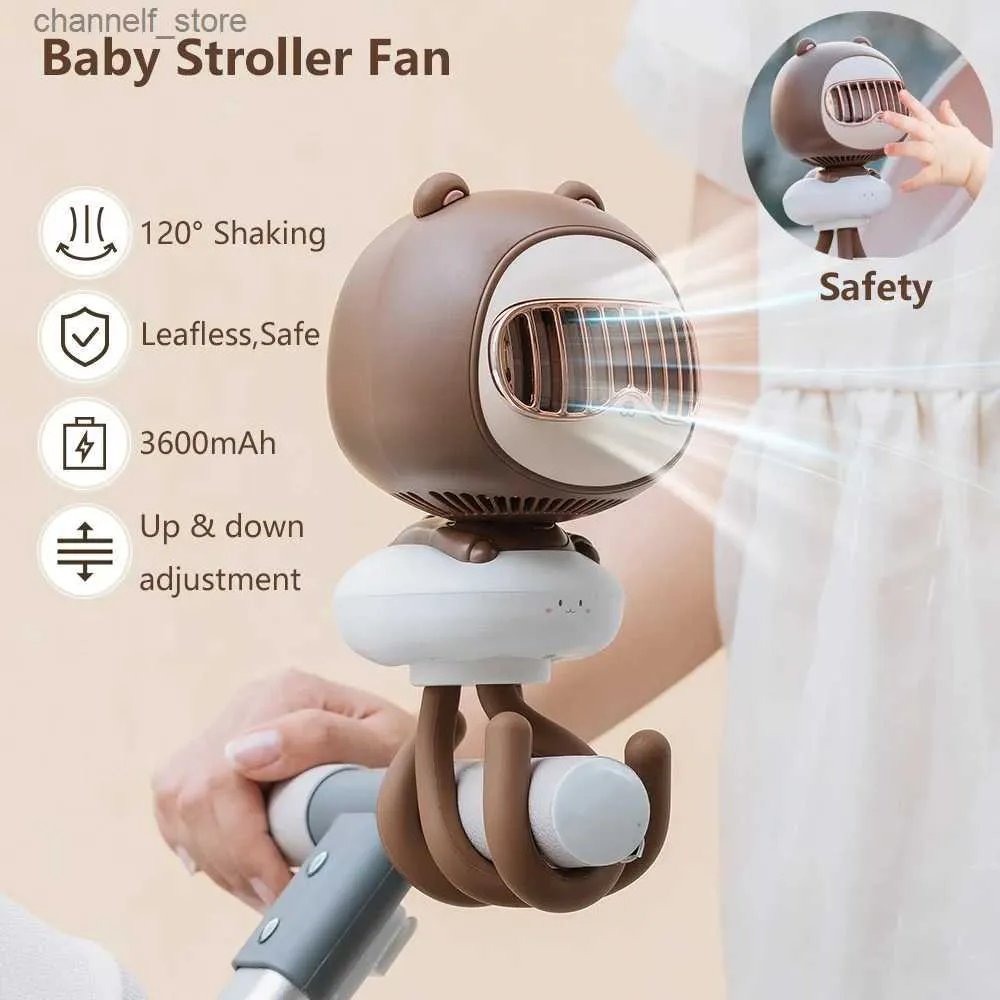 Electric Fans Mini charging fan 120 rotating USB handheld electric fan flameless fume hood baby stroller free delivery air coolerY240320