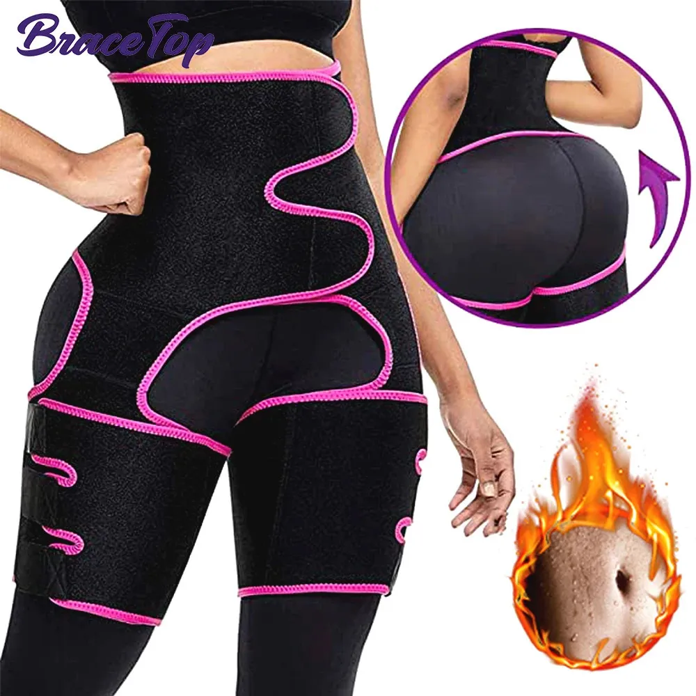 Professional Waist Trainer for Women 3-in-1 Thigh Trimmer Belt with Butt Lifter Slimming Body Shaper Sweat Band Drop 240313