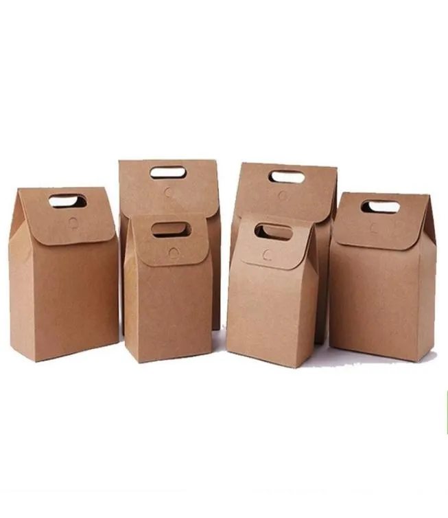 Brown Kraft Paper Bag Foldable Tea Food Packing Bags Candy Gift Wrap Box Handbag For Wedding Party Favor Supplies 1 2hq YY4459192