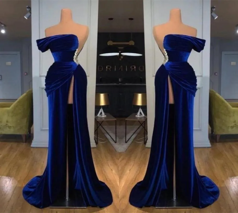 2022 Royal Blue Offthhoulder Long Prom Evening Dresses 벨벳 BC11436 B0613G123497927을 가진 등이없는 무도회 가운
