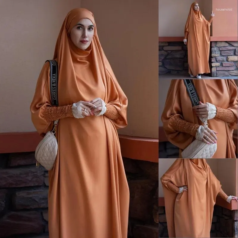 Roupas étnicas Mulheres Abaya Bat Manga Casual Vestido Árabe Islâmico de Alta Qualidade Muçulmano Kaftan Estilo Cor Sólida Robe