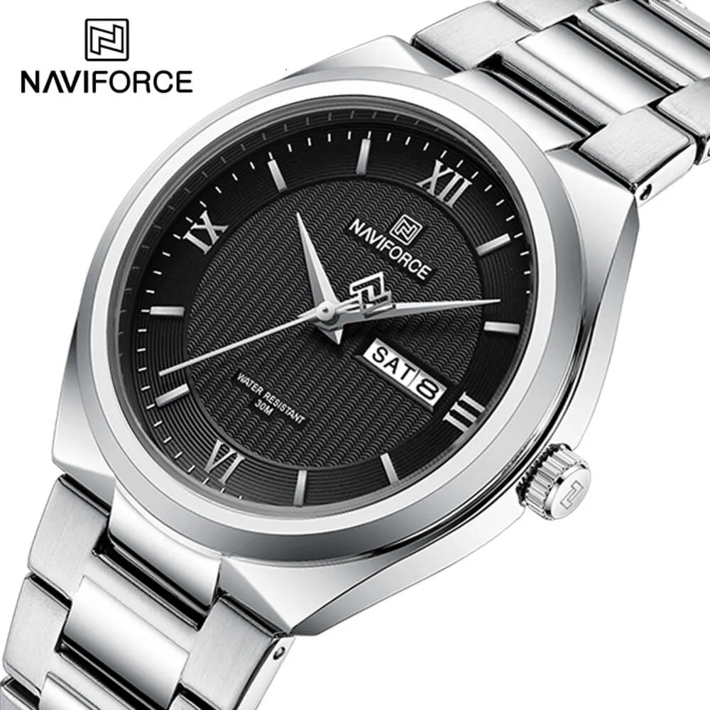 NAVIFORCE 8030 Simple Fashion Men's Watches Quartz Calendar Display Sports Waterproof Man Wristwatch Satainless Steel Male Clock