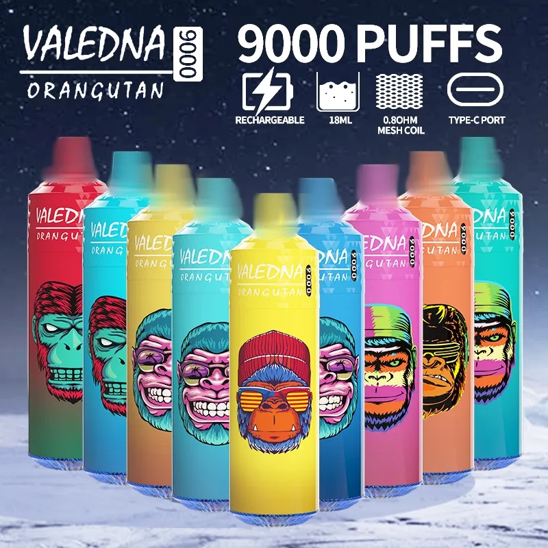 Valedna Vapes 9000 P Banana Ice Wegwerpdamppen Elektronische sigaretten 14 ml pod 6 gloeiende kleuren Luchtinstelbare 5% damppod Oliekernscheiding 9K 055004