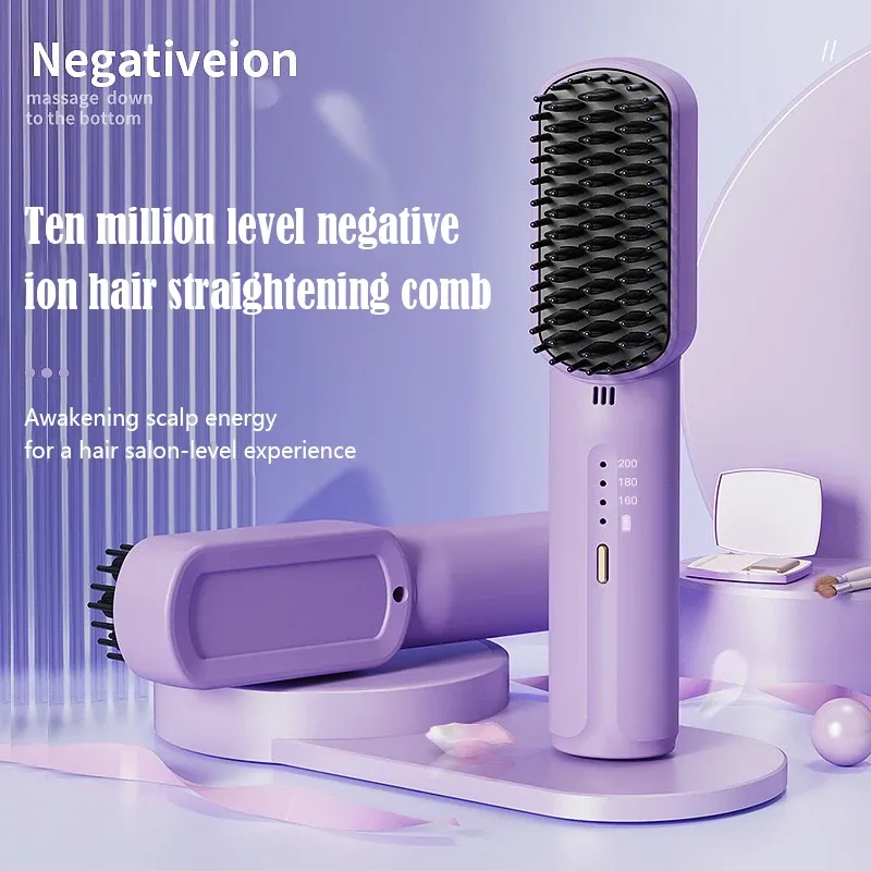 Irons Mi Hair Straighteners 3200mAh Woman Electric Hot Comb Dryer and Straightening Brush Hair Styling Appliances Hot Comb Straightene