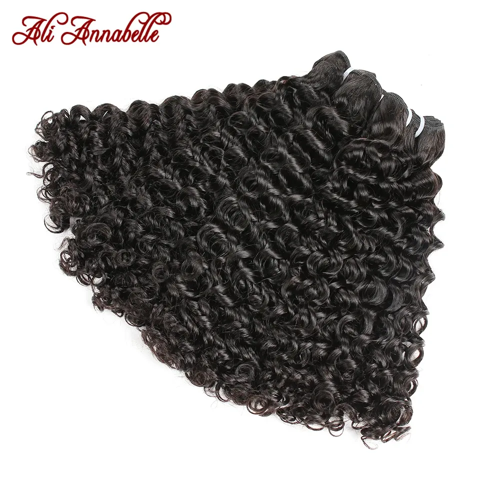 Wigs Double Drawn Human Hair Brazilian Curly Human Hair Bundles 1/3/4 PCS Curly Hair Weave Bundles Ali Annabelle Curly Hair Bundles