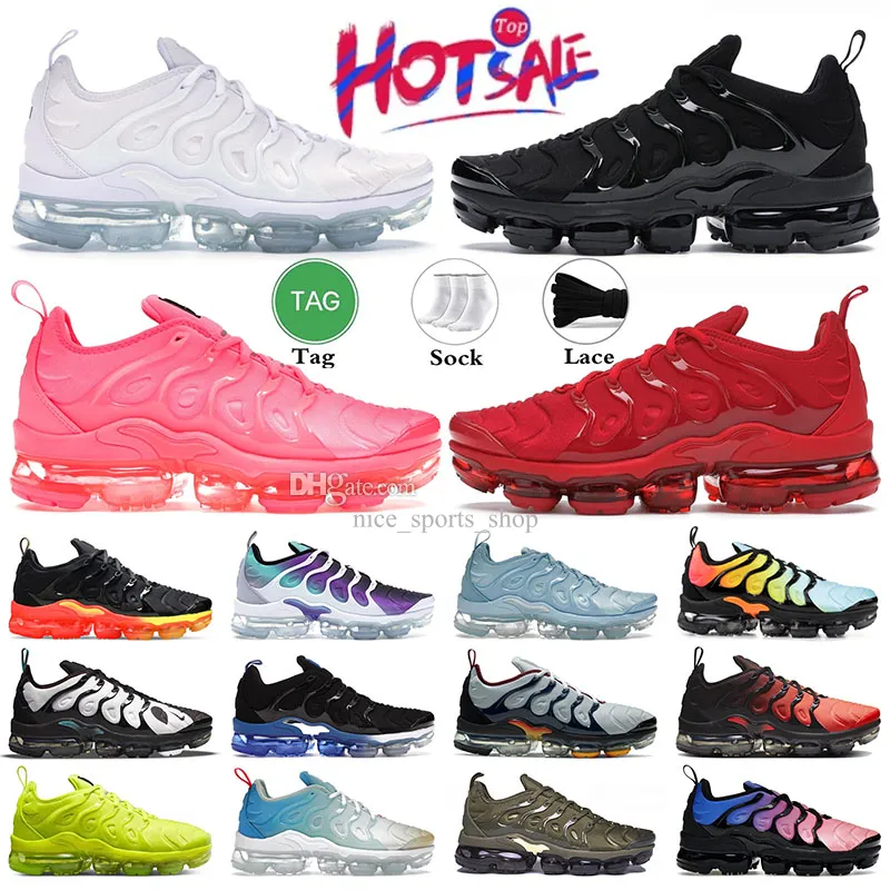 Gratis frakt TN Löpskor Sneakers TN Plus Triple Black White Red Hyper Pink Metallic Gold sedan 1972 TNS MENS TRAINERS Män kvinnor löpare utomhussport Dhgate