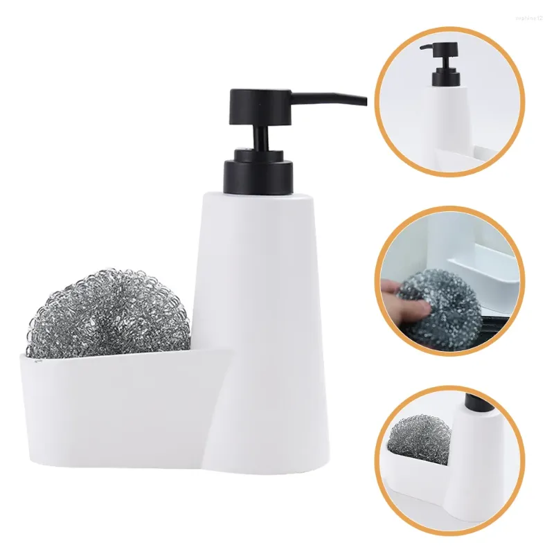 Liquid Soap Dispenser Press Bottle And Sponge Holder For The Kitchen Sink Dish Hand Detergent With