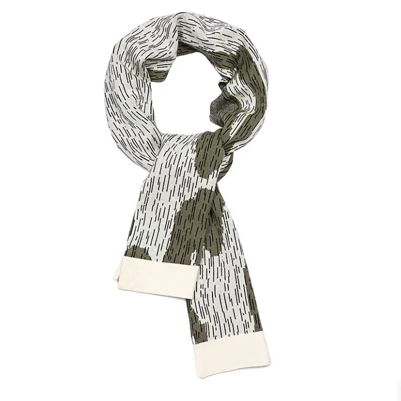 Камуфляжный жаккардовый мужской и женский шарф унисекс, теплый вязаный шарф на открытом воздухе
