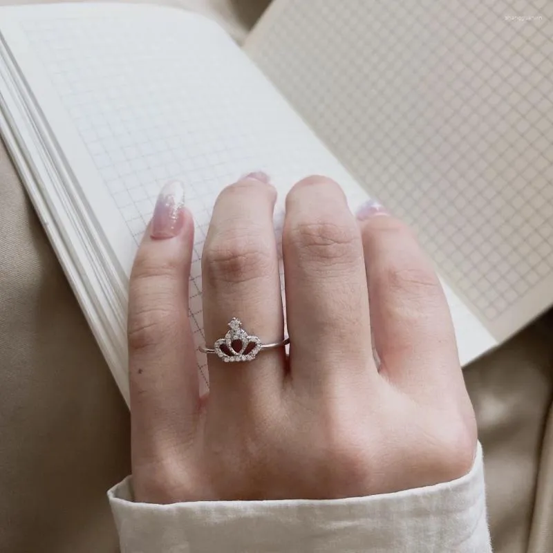 Кольца-кластеры Karachis, корейское издание, чистое серебро, креативная корона, маленькое и изысканное кольцо с бриллиантами S925, милая девушка
