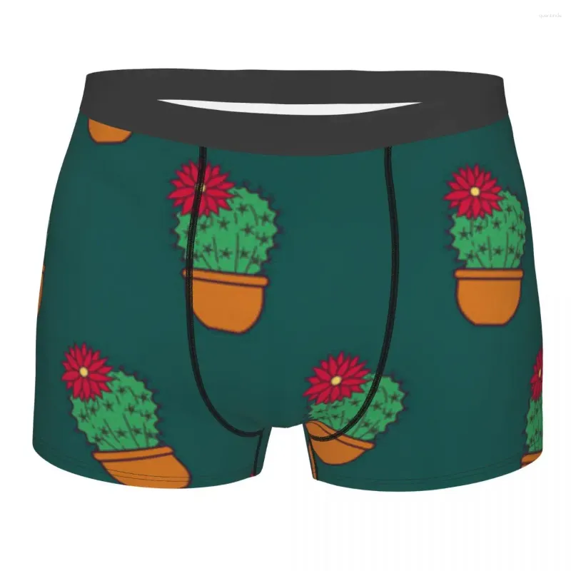 Mutande Boxer da uomo Intimo Blooming Cactus Mutandine maschili Pouch Pantaloni corti