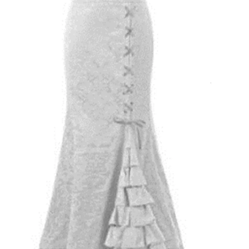 1 шт./лот, женская юбка в винтажном стиле, ретро юбка-русалка, винтажная длинная тонкая юбка с рюшами «рыбий хвост», длинная юбка на шнуровке с принтом 240319