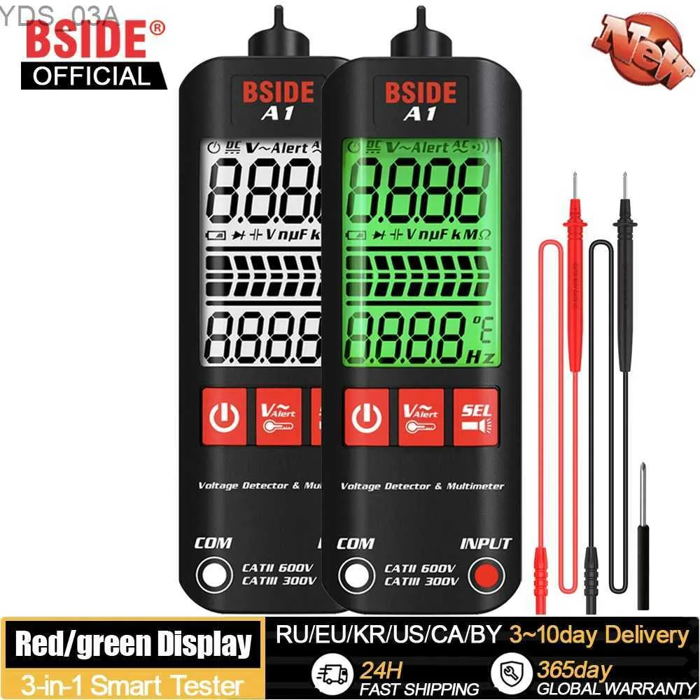 Current Meters BSIDE Voltage Tester Smart Digital Multimeter Non-Contact Electrician Pen Detector Voltmeter Ac Live Wire Test Ohm Hz NCV Meter 240320