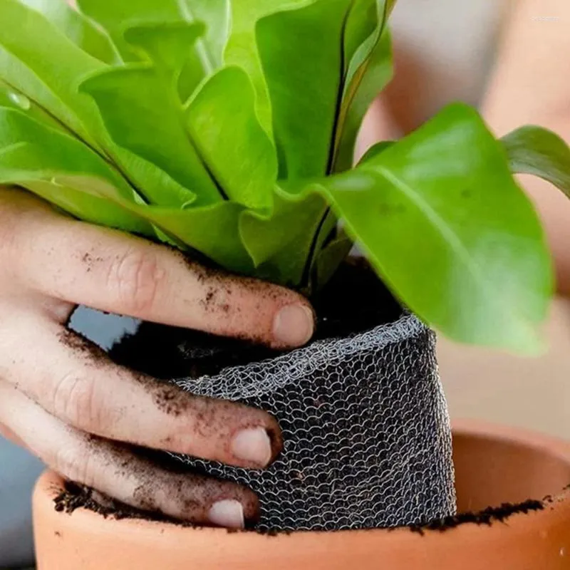 Sacos de armazenamento Saco de malha de metal de aço inoxidável Saco de proteção de raiz de planta Rede de proteção contra insetos e ratos Capa de prevenção para casa Jardim Fazenda Vaso de flores Plantas