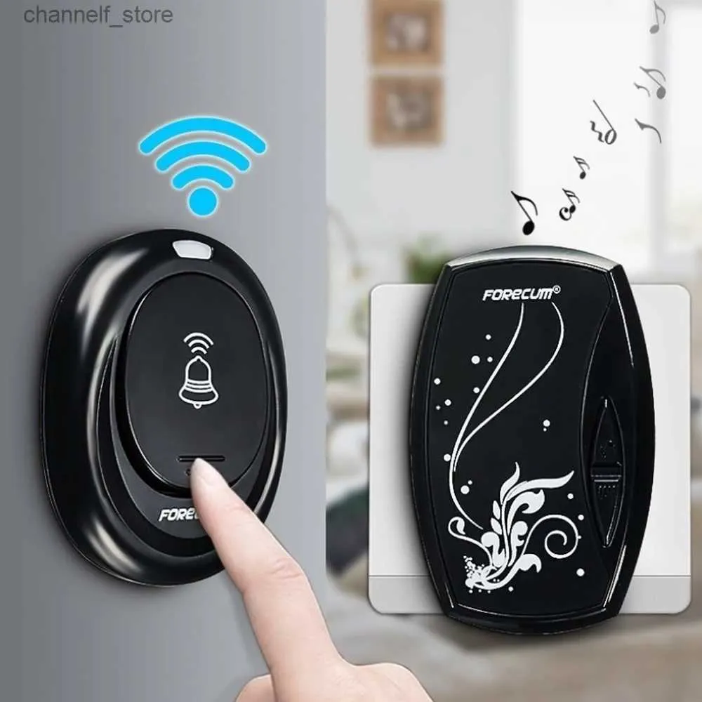 Deurbellen 1 digitale draadloze waterdichte deurbel 36 geluidsbeltonen 1-op-1 ontvanger plug-in deurbel zwart modieuze thuisdeurbelY240320