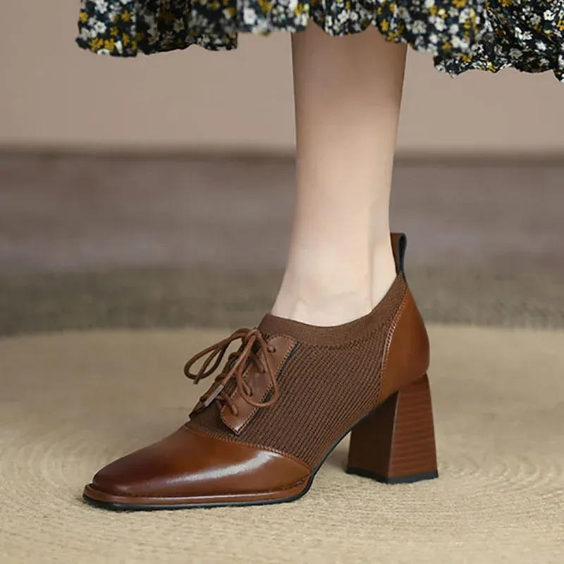 Laarzen nieuwe vrouwen oxford schoenen hoge hakken blote laarzen puntige teen veter omhoog enkellaarzen stretch botines vintage botas tacones mujer 9898n